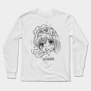 Alone Anime Manga Girl Smoking Long Sleeve T-Shirt